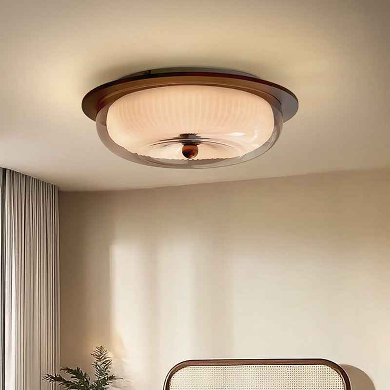 Luxina | Elegant Glass and Wood Ceiling Lamp with Minimalist Design