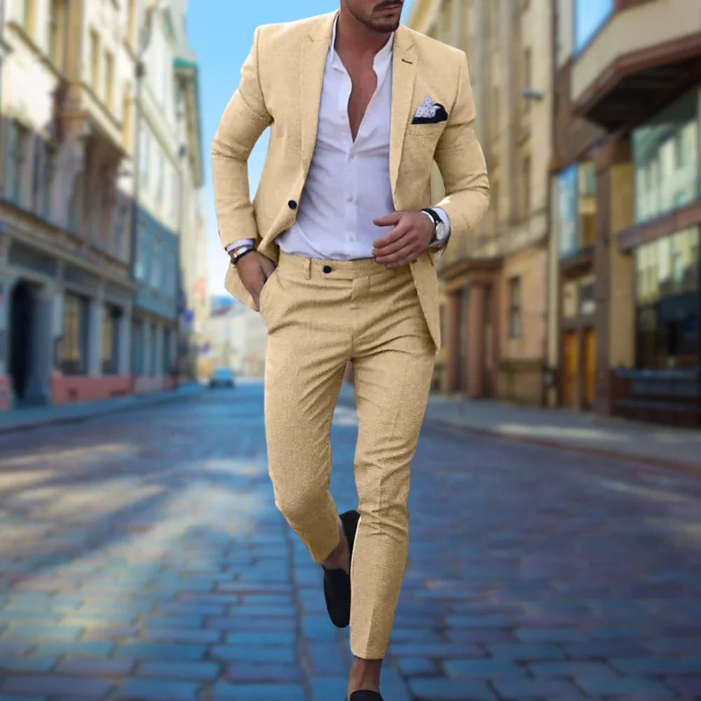 Aeron | Elegant Men's Linen Slim Fit Suit for Weddings & Formal Events