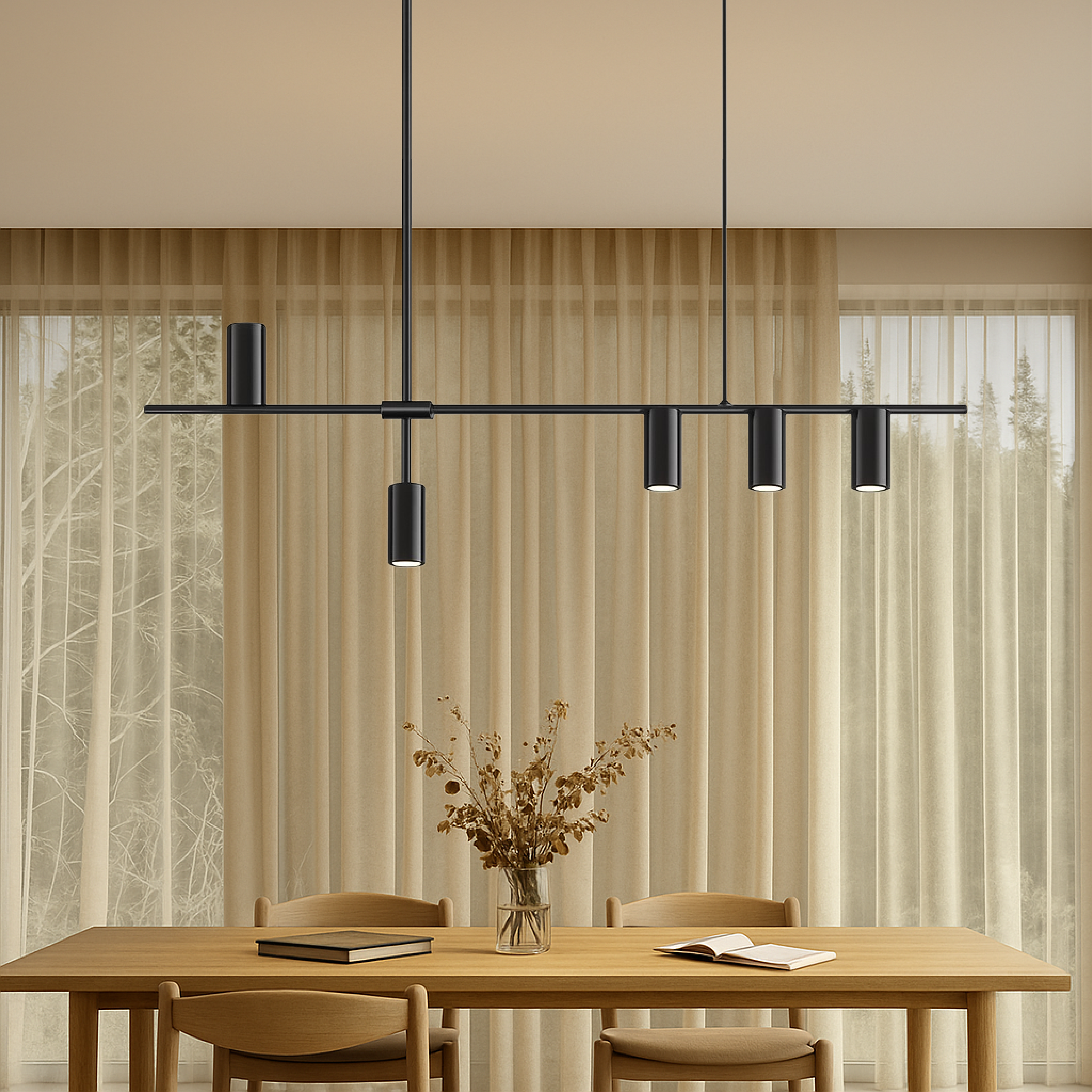 MonoGlow | Modern Black Pendant Light for Kitchen