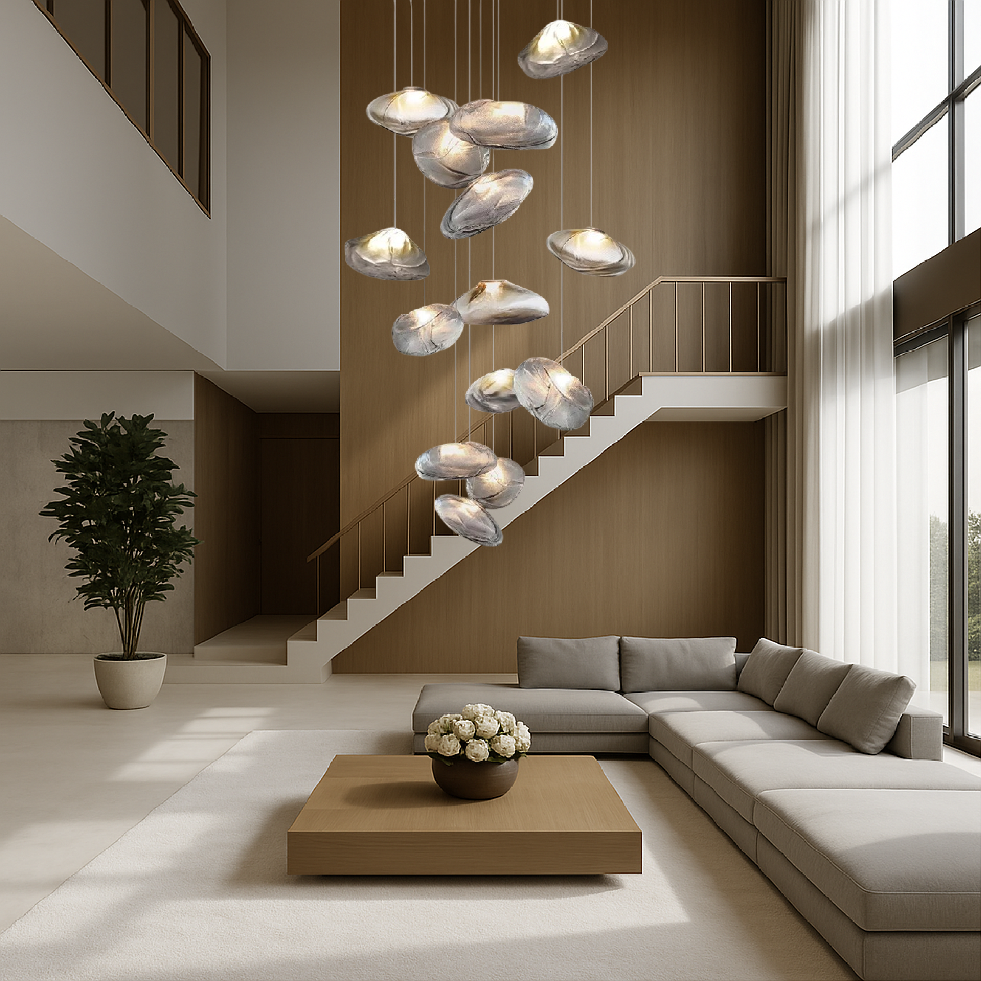 AuroraLume | Nordic Villa Glass Pendant Chandelier