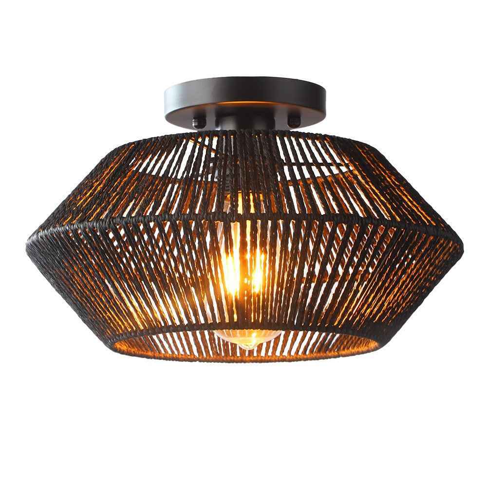Novion | Modern Vintage Bamboo Woven Ceiling Light for Natural Interiors