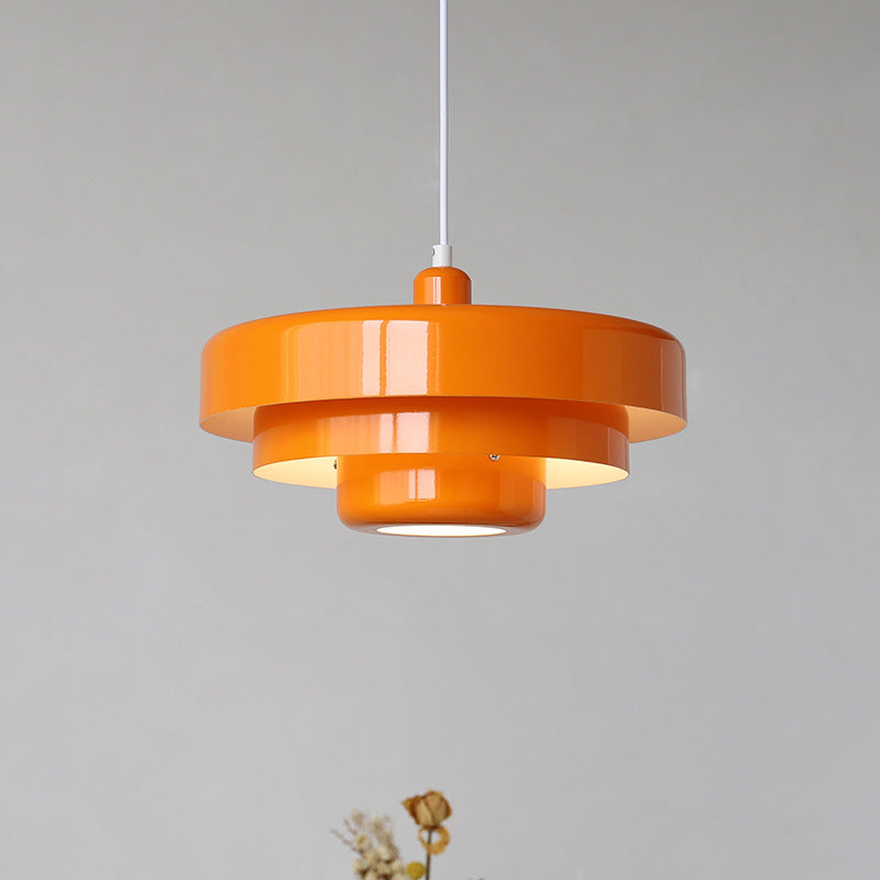 Virella | Elegant Pendant Light Mid-Century Orange Metal Fixture