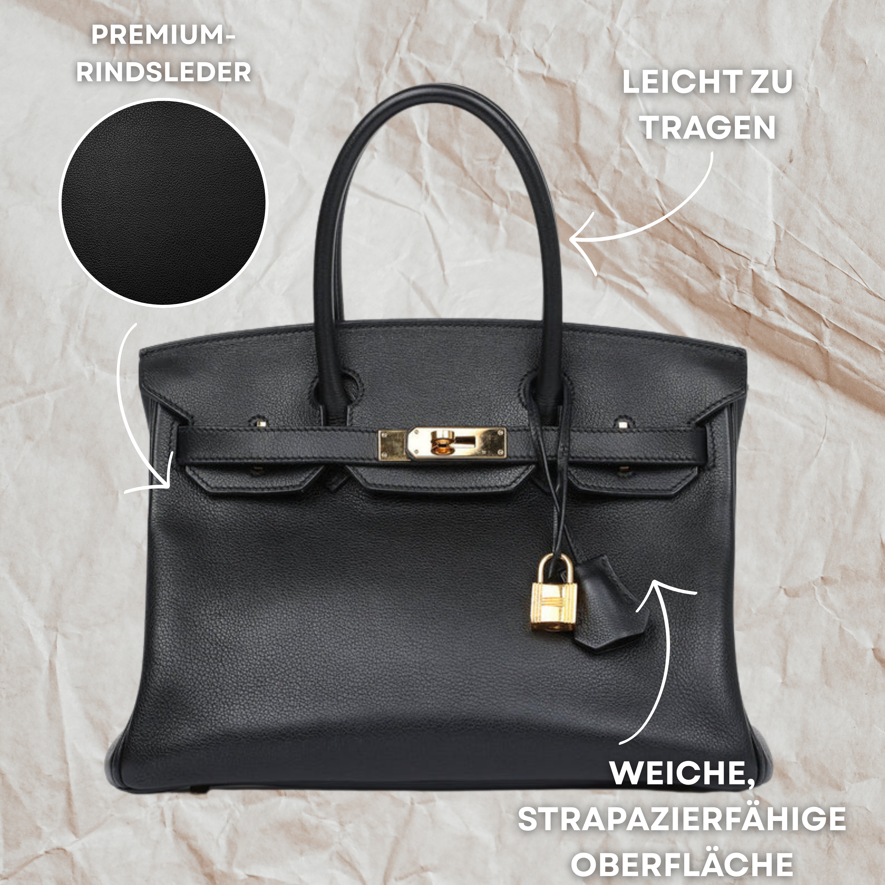 Louis | Premium Cowhide Leather Handbag with Zipped Pockets – Stylish and Durable Accessory for Every Occasion