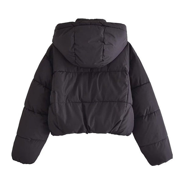 Ruby Trendy Women's Cropped Puffer Winter Coat with Hood