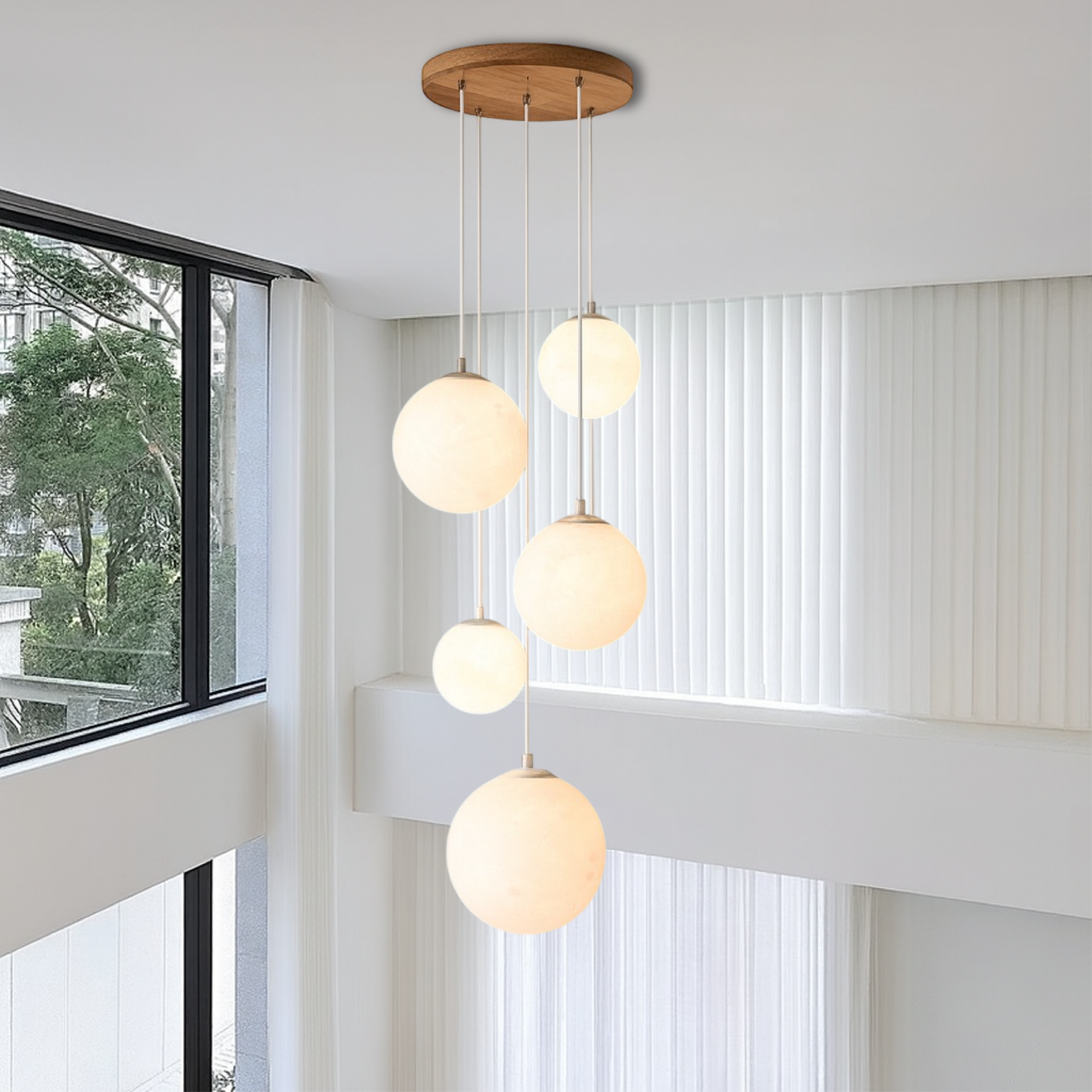 LumiGlow | Scandinavian Chandelier Moon Lamp Stairs