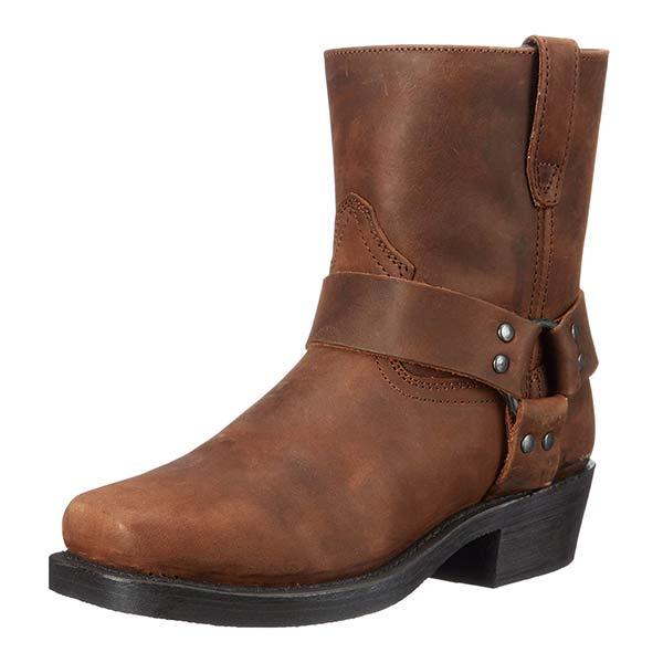 Noelle | Edgy Mid-Cut Black Leather Biker Boots