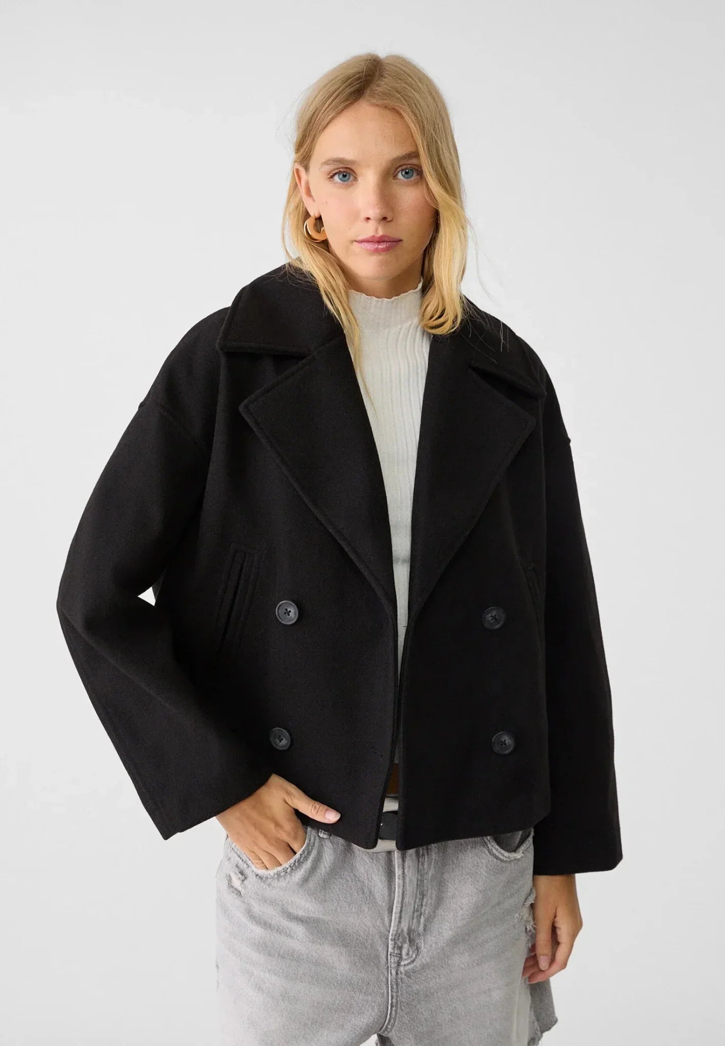 Annalise | Stylish Oversized Women's Jacket, Chic Cropped Wool-Look Coat