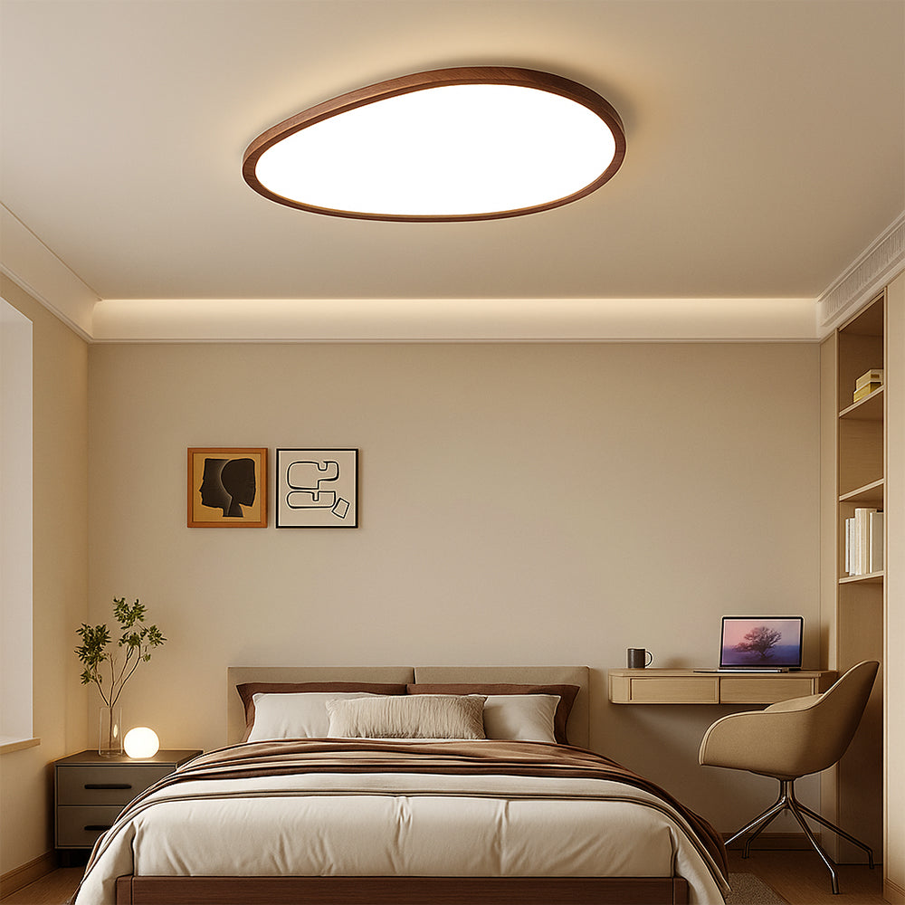 LumiGrain | Minimalist Dark Wooden Ceiling Lamp