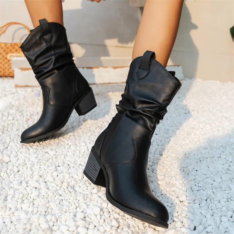 Delara | Stylish Elegant Black Leather Ankle Boots for Women