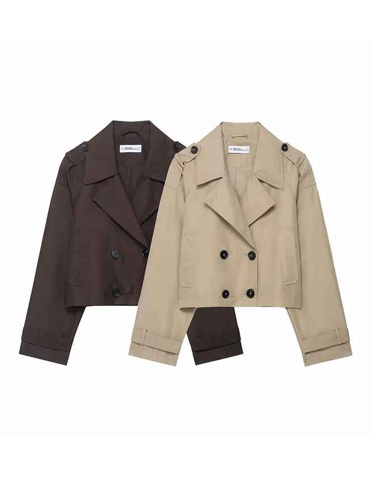 Anne | Women's Double Breasted Trench Coat with Pockets – Stylish Autumn Winter Office Jacket