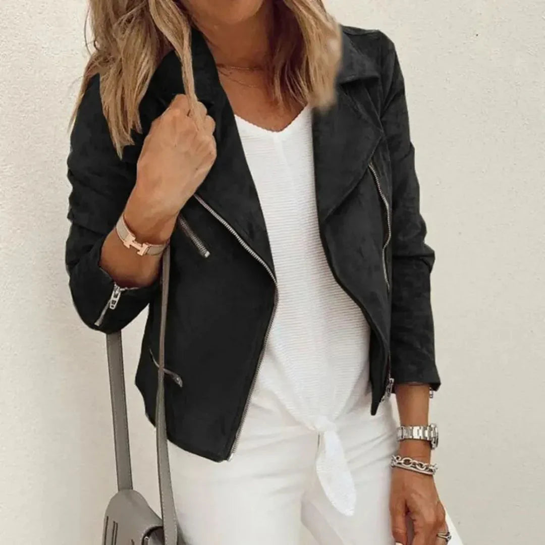Xylina | Stylish Faux Suede Moto Jacket