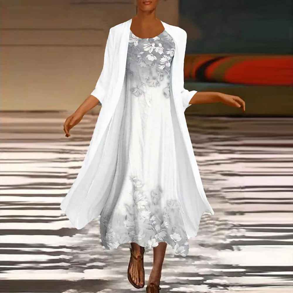 Women's Maxi Dress with Blouse Jacket | Elegant Floral Formal Dress