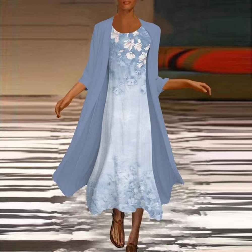 Women's Maxi Dress with Blouse Jacket | Elegant Floral Formal Dress
