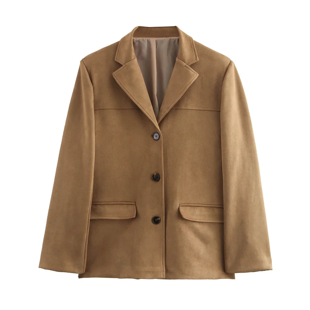 Elie | Women's Vintage Brown Suede Leather Jacket — Demi-Season Autumn Winter Outerwear